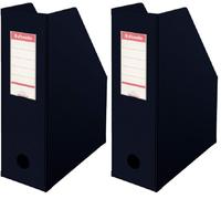 Esselte, PVC Magazine Rack, 10 cm Spine, A4, Black, 56077 (Pack of 2)