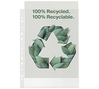 Esselte Recycle A4 Pockets, Embossed Strong PP, 70 Micron, Plastic Punched Poly Pockets, Pack of 100, 627493