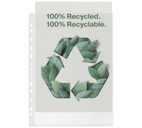 Esselte Recycle A4 Pockets, Embossed Strong PP, 70 Micron, Plastic Punched | Copy-safe pockets protect pages; For work, school or home; Plastic (industrial waste/offcuts or production leftovers