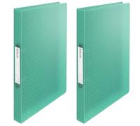 Esselte Ring Binder, 140 Sheet Capacity, 25mm Spine, 2 Ring A4 Folder, Soft Cover File, Home/Office Use, Embossed Pattern, Colour'Breeze Range, Green, 626243 (Pack of 2)