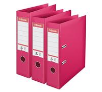 Esselte VIVIDA A4 Lever Arch File, 75 mm Spine, 500 sheets Capacity, PP, Plastic Cover, Files & Folders, Fuchsia, 3 Pack, 624285