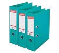 Esselte VIVIDA A4 Lever Arch File, 75 mm Spine, 500 sheets Capacity, PP, Plastic Cover, Files & Folders, Turquoise, 3 Pack, 624283