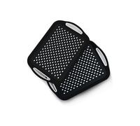 Essen 2Pack Serving Tray Set Non-Slip Lap Boards with Grip Handles, Black