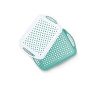 Essen 2Pack Serving Tray Set Non-Slip Lap Boards with Grip Handles, Green and White