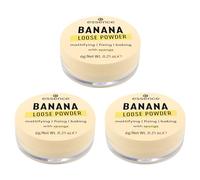 essence Banana Loose Powder, Yellow, Mattifying, Fixing, Colour Correcting, Translucent, Matte, Vegan, Oil-Free, Perfume, Alcohol-Free, Pack of 3 (3 x 6 g)