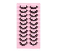 Essence Cat Eye Faux Mink, 3D Hybrid Natural Expression False Russian Strip Lashes, 10 Pairs of Wispy Handmade Reusable D Curl Volume Pestanas (DH06-03)[DH06-03, ]