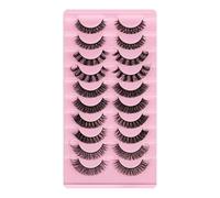 Essence Cat Eye Faux Mink, 3D Hybrid Natural Expression False Russian Strip Lashes, 10 Pairs of Wispy Handmade Reusable D Curl Volume Pestanas (DH06-03)[DH06-H5, ]