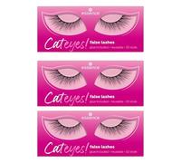 essence Cateyes! False Eyelashes, No. 01, Long-Lasting, False Eyelash Effect, Extreme Volume, Vegan, No Microplastic Particles, Nanoparticles Free, Perfume, Pack of 3 (3 x 1 Pair)