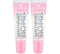 Essence Cosmetics BIRTHDAY BOMB shiny lipgloss, natural, shiny, dewy, shimmery (10ml) (Pack of 2)