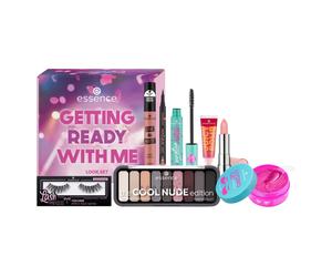 Essence Get Ready With Me Set 8 items mascara lips cool nude eyeshadows lashes
