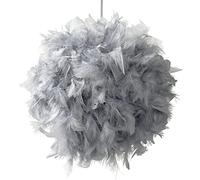 ESSENCE Lights, Fluffy Feather Lampshade, Feather Light Shade Ceiling, Pendant, Table and Floor lamp, Suitable for Living Room, Decoration Bedroom, Party and Wedding Decoration, 30cm, Grey