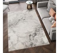 Essence Living Room Area Rug Oragnic Abstract Design Thick Cut-Shrink Pile Soft Modern Carpet with Jute Backing Contemporary Hallway Runner Indoor Rug, Grey, 200x290