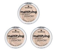 essence mattifying compact powder, powder, 11 pastel beige, nude, for combination skin, for dry skin, for blemished skin, mattifying, matt, nanoparticle-free, pack of 3 (3 x 12g)