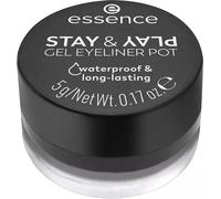 Essence Stay & Play Gel Eyeliner Pot No. 01, Long-Lasting, Highly Pigmented, Smudge-Resistant, Colour-Intensive, Matt, Vegan, Waterproof, No Microplastic Particles, Nanoparticles Free, Pack of 1 (5 g)