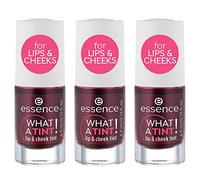 Essence WHAT A TINT! lip & cheek ink, highlighter, no. 01 Kiss from a rose, pink, instant result, long-lasting, natural, vegan, nanoparticle free, pack of 3 (3 x 4.9 ml)