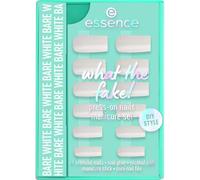 essence what the fake! Press-On Nails Manicure Set, No. 04, White, Long-Lasting, Fixing, Quick-Drying, Natural, Glossy, Vegan, Nanoparticle Free, Pack of 1 (28 Pieces)