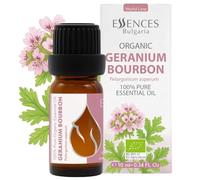 Essences Bulgaria Organic Geranium Bourbon Essential Oil 10ml | Pelargonium asperum | 100% Pure and Natural | Undiluted | Therapeutic Grade | Aromatherapy | Cosmetics | Cruelty Free | Non-GMO