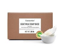 Essencetics 20 LB Organic Glycerin Raw Soap with Organic Goat Milk - Raw Soap Base - SLS Free - For Pouring Soap - Opaque White