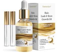 Essencetics Hair, Eyelash and Eyebrow Growth Oil, 2 fl oz, 100% Pure Castor Oil with Rosemary and Macadamia Oils