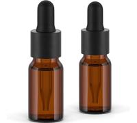 Essenciales 2 Amber Glass Dropper Bottles for Essential Oils, Massage, Aromatherapy, Laboratory Bottle, Amber, 10 ml