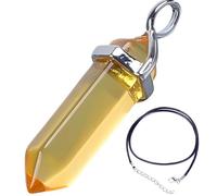 Essenciales Citrine Pendant Natural Stone will give you Positive Energy and Vitality - Ideal Gift, includes a background of spiritual stones and lavender, Yellow, 32