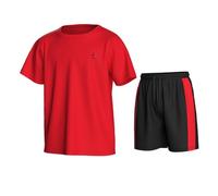 Essenclo Boys Athletic Shorts and Performance T-Shirt Crew Neck Boy Clothes Set, Summer Kids Outfit Size 3-16 (2 Pcs Set) - E1002 - Red - 11-12
