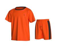 Essenclo Boys Athletic Shorts and Performance T-Shirt Crew Neck Boy Clothes Set, Summer Kids Outfit Size 3-16 (2 Pcs Set) - E1002 - Orange - 3-4