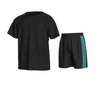 Essenclo Boys Athletic Shorts and Performance T-Shirt Crew Neck Boy Clothes Set, Summer Kids Outfit Size 3-16 (2 Pcs Set) - E1002 - Black - 11-12