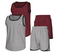 Essenclo Boys Clothing Sets, Athletic Crew Neck Sleeveless T-Shirt and Boys' Short Sets Outfits w/Pockets 4 Pcs - Size 3-16 - E2001 - Set-2-11-12