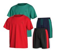 Essenclo Boys Clothing Sets Tagless Loose Athletic Performance Crew Neck T-Shirt and Short Outfits Size 3-16 (4 Piece Set) - Set-7-3-4