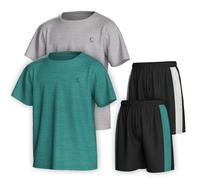 Essenclo Boys Clothing Sets Tagless Loose Athletic Performance Crew Neck T-Shirt and Short Outfits Size 3-16 (4 Piece Set) - Set-6-5-6
