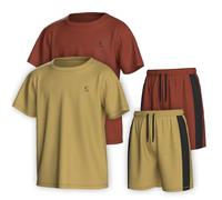Essenclo Boys Clothing Sets Tagless Loose Athletic Performance Crew Neck T-Shirt and Short Outfits Size 3-16 (4 Piece Set) - Set-13-7-8