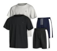 Essenclo Boys Clothing Sets Tagless Loose Athletic Performance Crew Neck T-Shirt and Short Outfits Size 3-16 (4 Piece Set) - Set-4-7-8