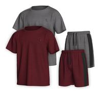 Essenclo Boys Clothing Sets Tagless Loose Athletic Performance Crew Neck T-Shirt and Short Outfits Size 3-16 (4 Piece Set) - Set-2-11-12