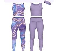 Essenclo Girls Athletic Leggings & Sleeveless Crop Tops Set, Set-13, 13-14
