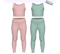 Essenclo Girls Athletic Leggings & Sleeveless Crop Tops Set, Set-14, 7-8