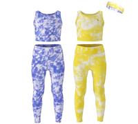 Essenclo Girls Athletic Leggings & Sleeveless Crop Tops Set, Set-3, 11-12