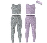 Essenclo Girls Athletic Leggings & Sleeveless Crop Tops Set, Set-4, 9-10