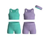Essenclo Girls Clothing Athletic Sets Sleeveless Crop Tank Tops & Bike Shorts Cheer, Gymnastics, Volleyball Size 3-16 (5 Pcs) - E2108 - Set-8-11-12