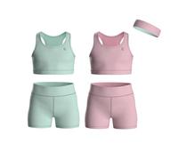 Essenclo Girls Clothing Athletic Sets Sleeveless Crop Tank Tops & Bike Shorts Cheer, Gymnastics, Volleyball Size 3-16 (5 Pcs) - E2108 - Set-10-11-12