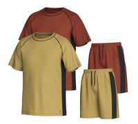 Essenclo Men’s Gym Clothes Set - 4-Pcs Athletic Outfits w/ 2 Workout Shirts & 2 Shorts - Lightweight, Quick-Dry, Breathable (4 Piece Set) - Set-10 - XL