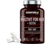 Essensey MULTIVIT for HER + BIOTIN | 90 Capsules | Female Multivitamins | Energizing B6, B12, Collagen, Q10, CLA, Folic Acid | 18 Active Ingredients | Increases Energy Metabolism