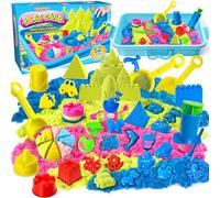 ESSENSON Sensory Bin - 52 PCS Play Sand Kit with Magical Sand, Beach Toys Castle Molds, Sensory Toy Sandbox, Kids Gifts for Girls and Boys