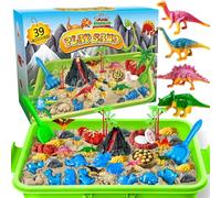 ESSENSON Sensory Bin, Dinosaurs Kit with Sensory Sand, Play Sand Pretend Play Beach Toy, Sandbox for Girls and Boys