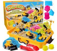 ESSENSON Sensory Bin - Play Sand Kit with Construction Set Toy Truck and 4lbs Magical Sand, Pretend Play Beach Sensory Toy Sandbox, Kids Gifts for Girls and Boys