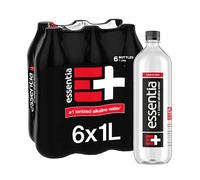 Essentia Bottled Water Bottle, 1 Litre, 99.9% Pure, Infused with Electrolytes for a Smooth Taste, pH 9.5 or Higher; Ionized Alkaline Water (6 Pack)