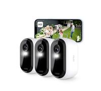 Arlo Essential 2 HD Video Security Camera Outdoor Wireless, Battery Operated Home Camera With Colour Night Vision, Light, Siren, 2 Way Audio & WiFi, Arlo Secure Free Trial, 3 Cameras, White