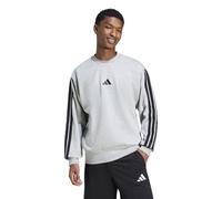 Essential 3-Striped Fleece Sweatshirt with Rounded Neck Grey Marl