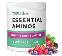 Essential Amino Acids Powder, Full Spectrum EAA & BCAA Drink for Muscle Recovery, Mixed Berry Flavour, 60 Servings, High Strength Intra Workout Supplement, UK Made - Love Life Supplements