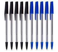 Essential Arts Black and Blue Ink Ballpoint Pens Assorted Colours Mixed Pack of 100 Medium Point Ball Biro Pen with Comfort Grip - Office, School and Business Supplies